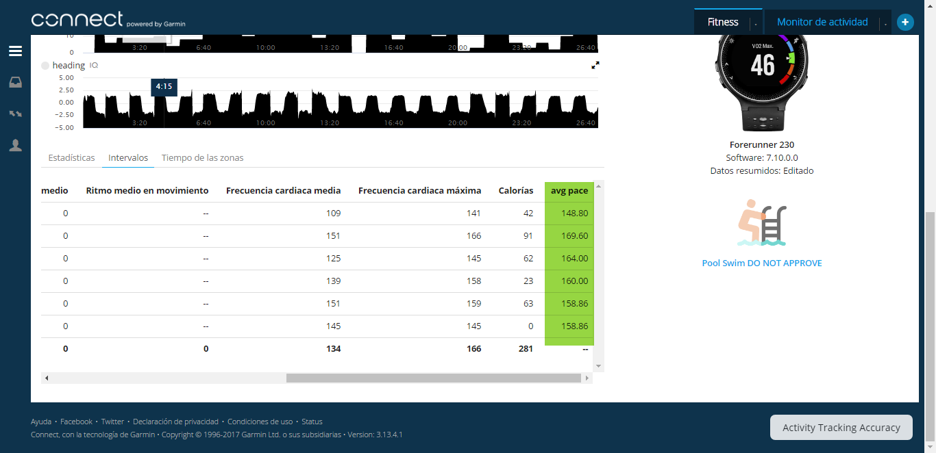 garmin connect export exception report